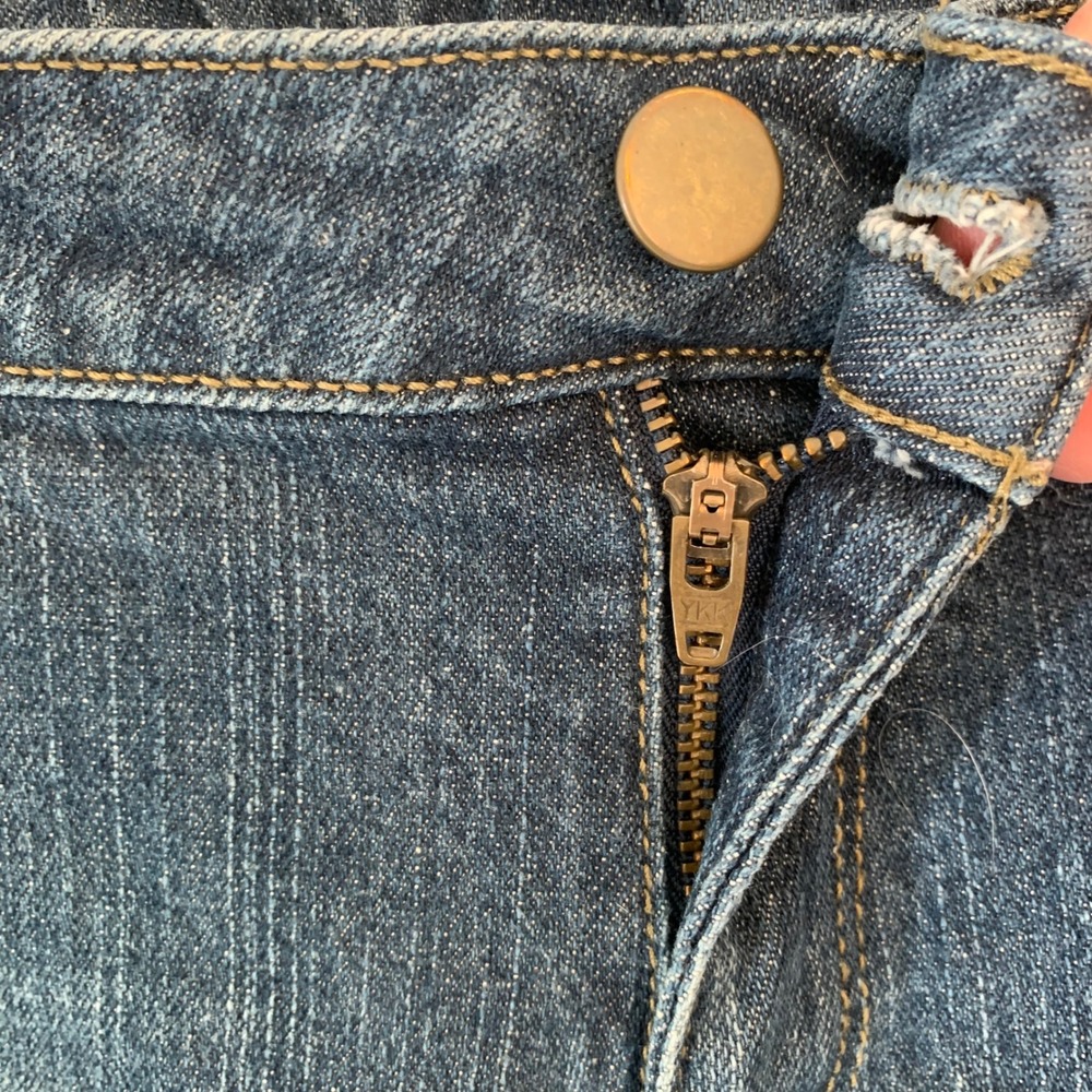 Garnet Hill Jeans Blue Denim Embroidered Dandelion Flower Women 14 Boho Festival - Picture 4 of 16